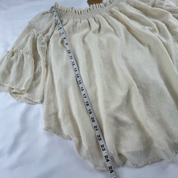 AVERY | NWT S Kori America Cream Ivory Boho Off-Shoulder Bell Sleeve Top - Picture 6 of 7